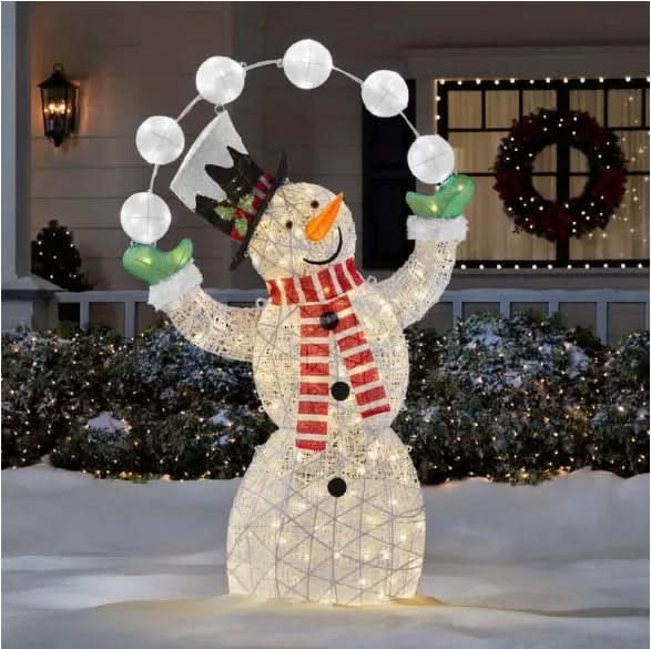 Boneco de Neve Iluminado com 156 LEDs Brancos Quentes – Altura de 1,82 m