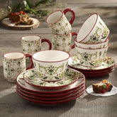 Conjunto de Porcelana Natalina com 16 Peças - Serviço para 4 Pessoas