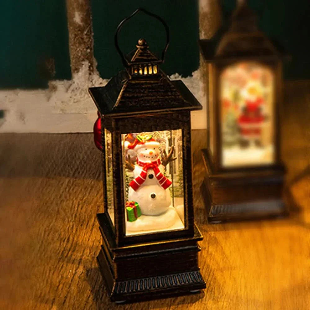 Decoração de Natal: Luz Noturna com Papai Noel e Boneco de Neve