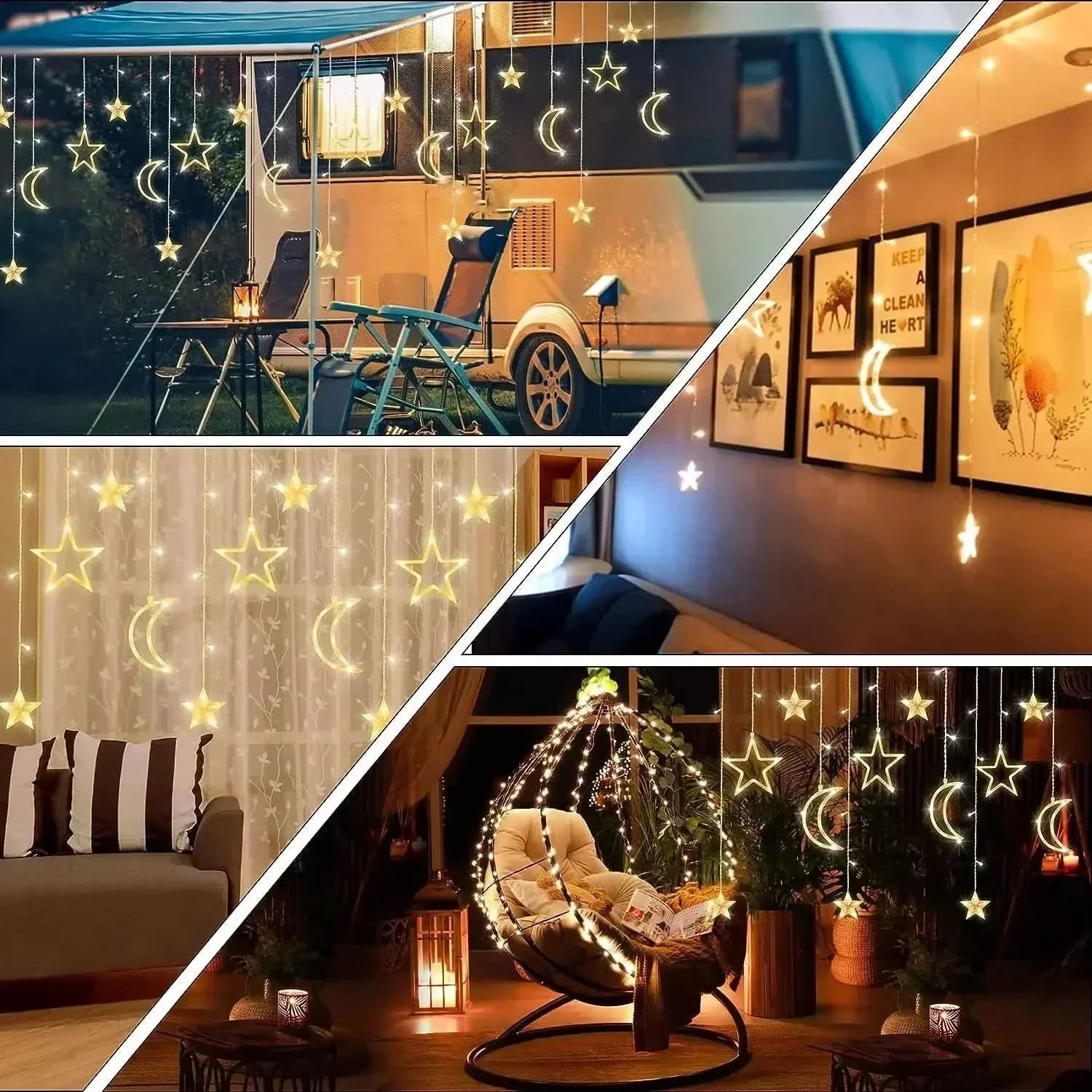 Iluminação Solar LED Estrela e Lua - Magia Natalina