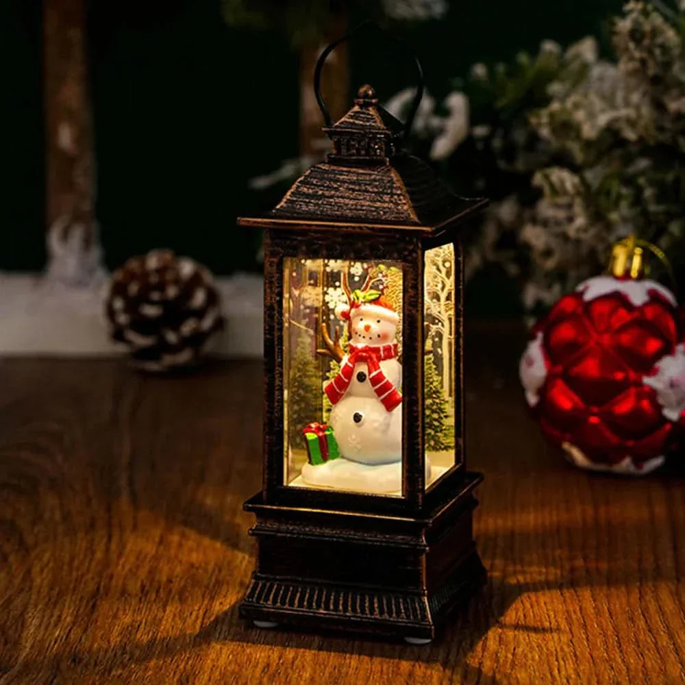 Decoração de Natal: Luz Noturna com Papai Noel e Boneco de Neve