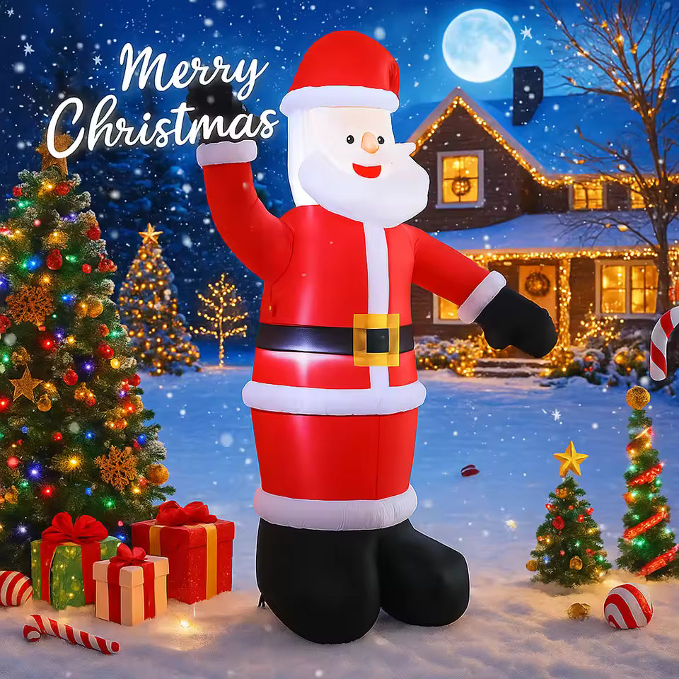 Papagaio Noel Inflável com Iluminação LED – Decoração Natalina para Jardim 180cm
