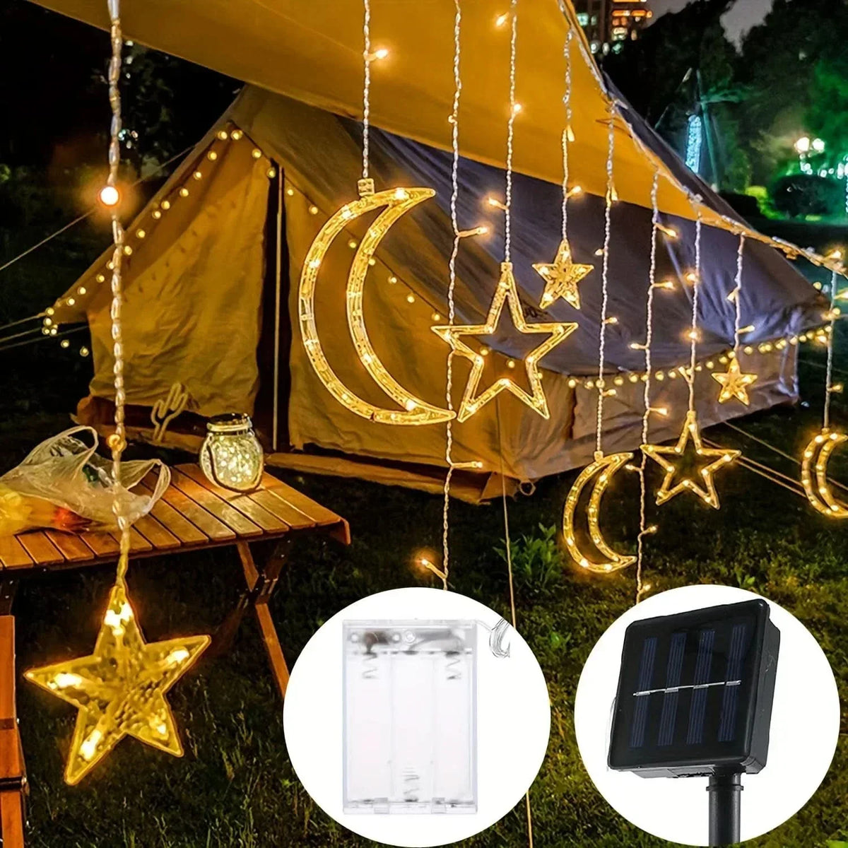 Iluminação Solar LED Estrela e Lua - Magia Natalina