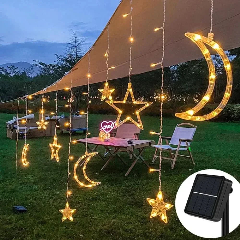 Iluminação Solar LED Estrela e Lua - Magia Natalina