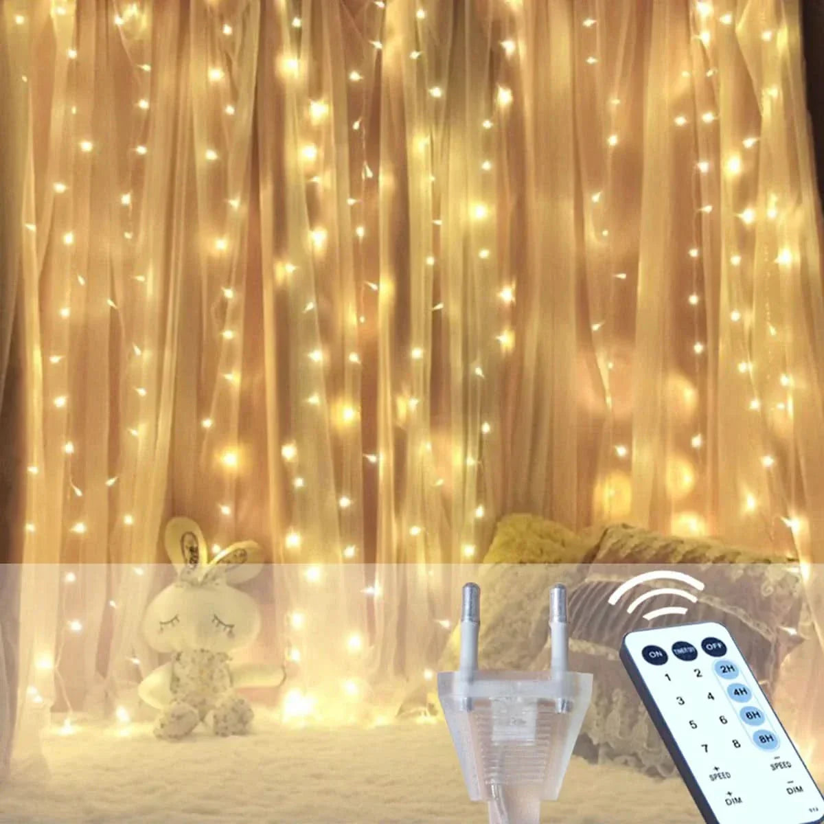 Fitas de Luzes de Fadas LED com Controle Remoto para Decoração de Natal
