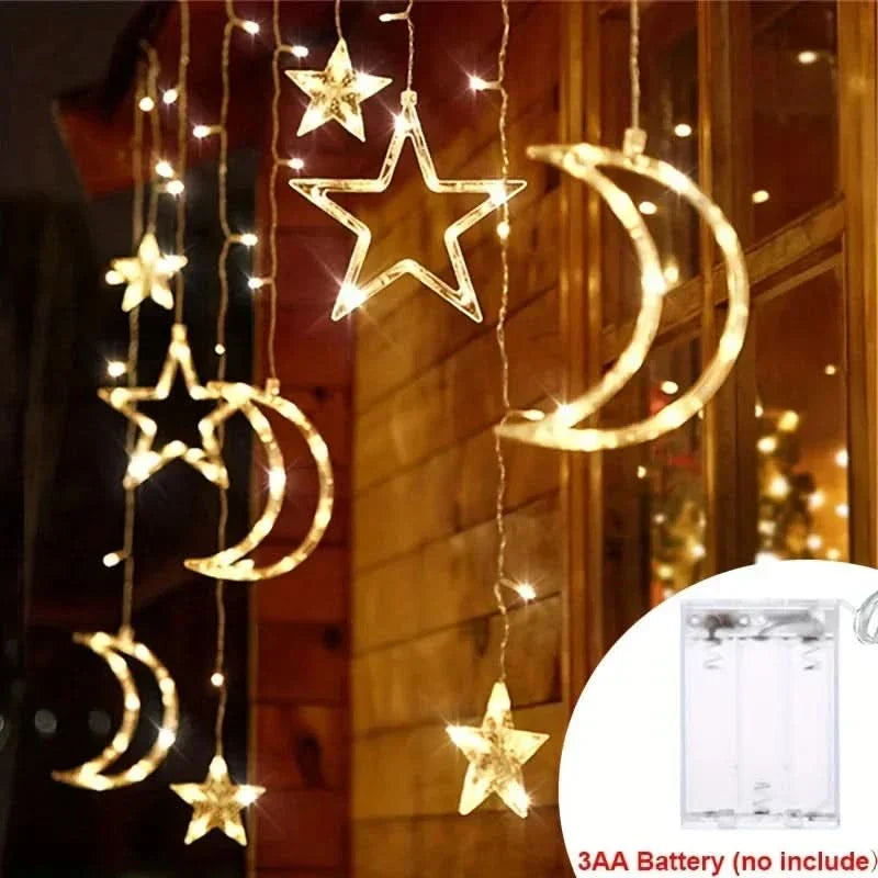 Iluminação Solar LED Estrela e Lua - Magia Natalina