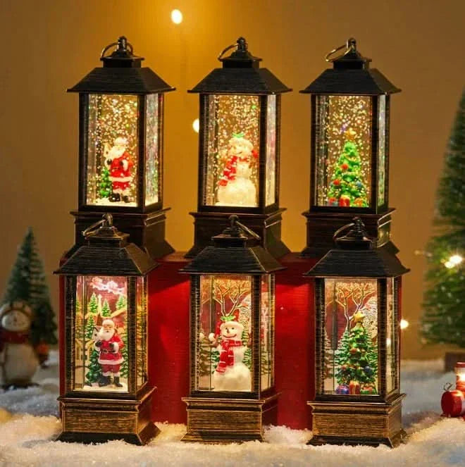 Decoração de Natal: Luz Noturna com Papai Noel e Boneco de Neve