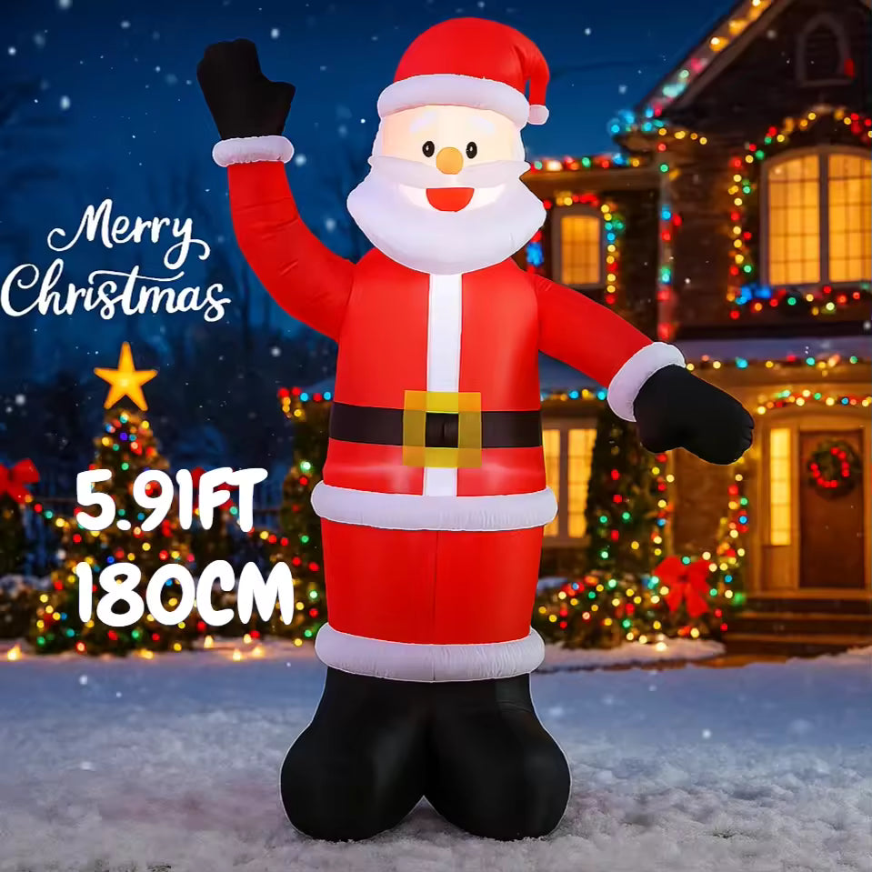 Papagaio Noel Inflável com Iluminação LED – Decoração Natalina para Jardim 180cm