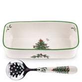Conjunto de Travessa e Colher - Estampa de Árvore de Natal
