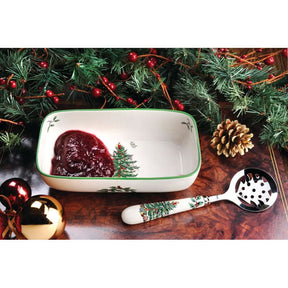 Conjunto de Travessa e Colher - Estampa de Árvore de Natal