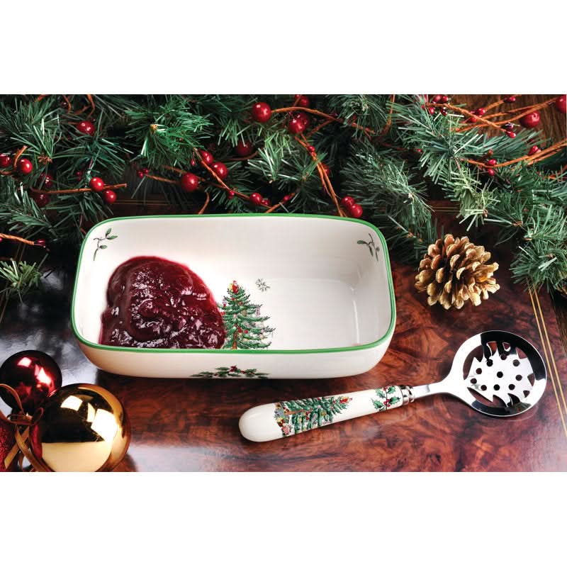 Conjunto de Travessa e Colher - Estampa de Árvore de Natal
