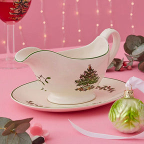 Conjunto Chaleira e Pire - Estampa de Árvore de Natal
