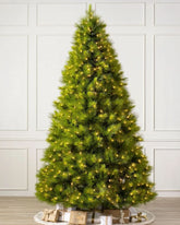Árvore de Natal Verde Monterey Pine com Galhos Longos, Base Metálica e Micro LEDs Integrados