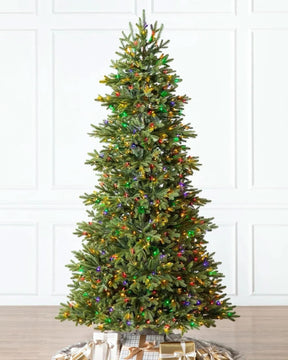 Árvore de Natal Norway Spruce com Galhos Ajustáveis, Base Metálica e Micro LEDs Coloridos Integrados