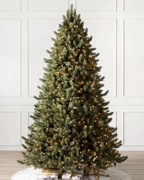 Árvore de Natal Vermont White Spruce com Galhos Flexíveis, Base Metálica e Micro LEDs Integrados