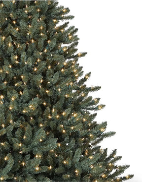 Árvore de Natal Blue Spruce Clássica com Galhos Flexíveis, Base Metálica e Micro LEDs Integrados