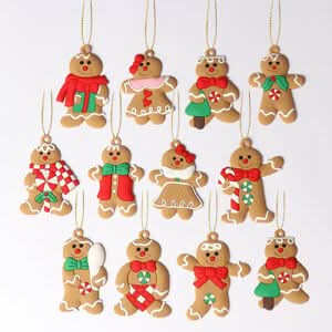 Conjunto de 25 Pingentes de Homem de Gengibre para Decoração de Árvore de Natal