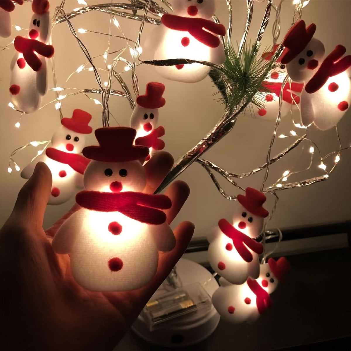 10 Luzes de Corda LED com Tema de Boneco de Neve