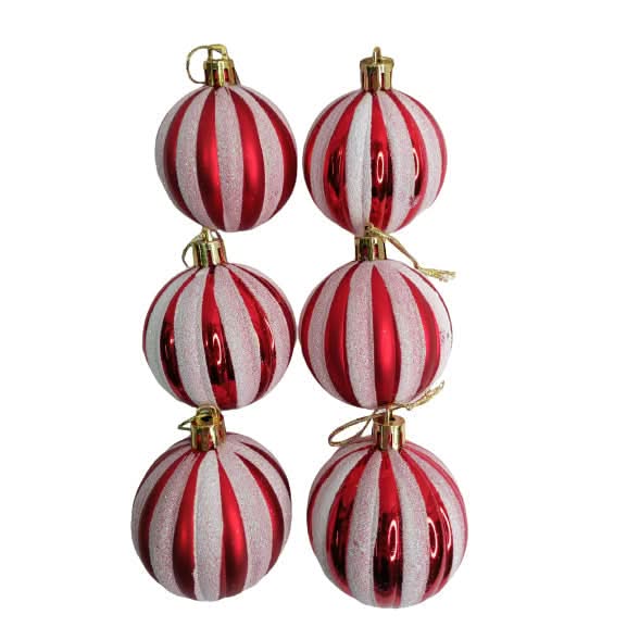 Conjunto de 6 Bolas de Natal 6cm - Enfeites Festivos