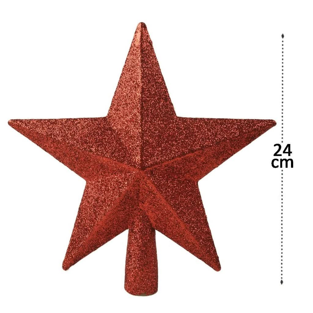 Decoração de Árvore de Natal Estrela Dourada 20cm