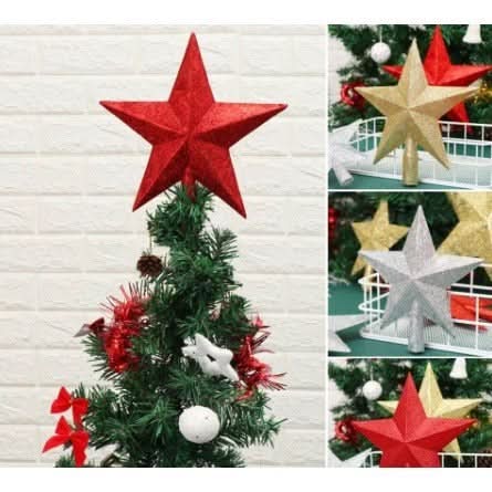 Decoração de Árvore de Natal Estrela Dourada 20cm