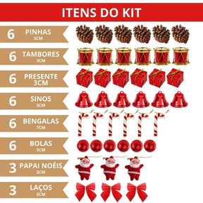 Kit 43 Enfeites de Natal: Estrelas e Bolinhas para Decoração de Árvores