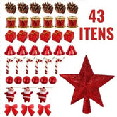Kit 43 Enfeites de Natal: Estrelas e Bolinhas para Decoração de Árvores