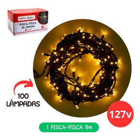 Kit 56 Enfeites para Decoração de Árvore de Natal - Bolinhas Pendentes com Luzes