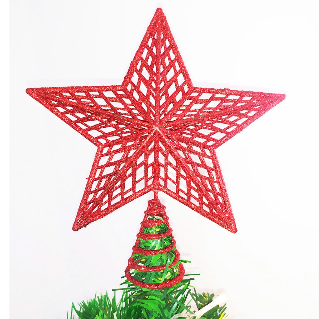 Estrela de Natal Brilhante com Glitter - Ponteira de 20cm para Decoração de Árvore