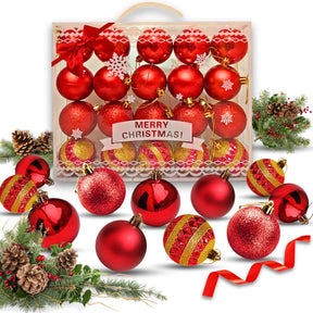 Conjunto de 20 Bolas de Natal Grandes 6cm Decoradas em Fosco com Glitter