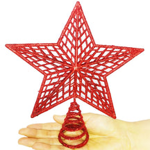 Estrela de Natal Brilhante com Glitter - Ponteira de 20cm para Decoração de Árvore