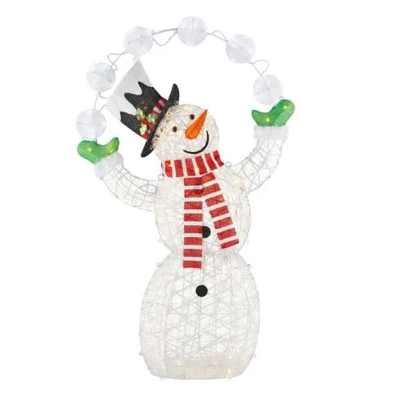 Boneco de Neve Iluminado com 156 LEDs Brancos Quentes – Altura de 1,82 m