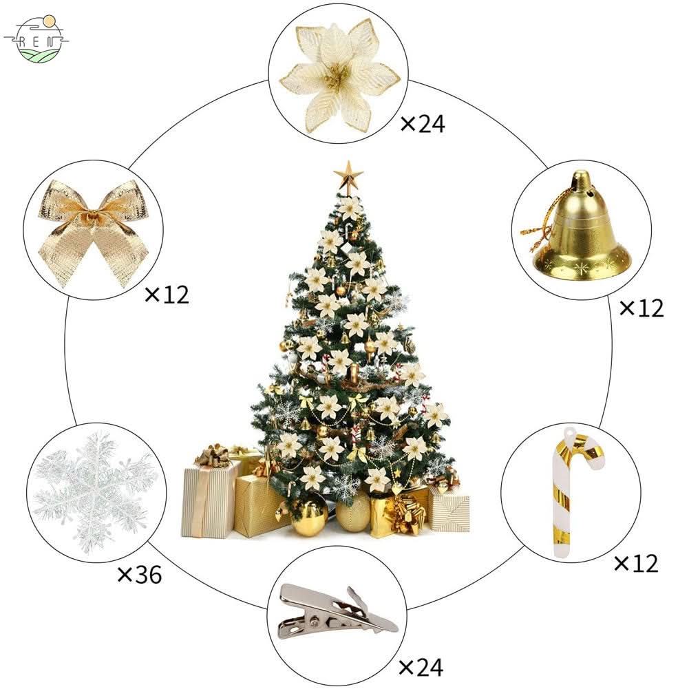 Conjunto de 120 Enfeites de Natal para Decoração de Árvore