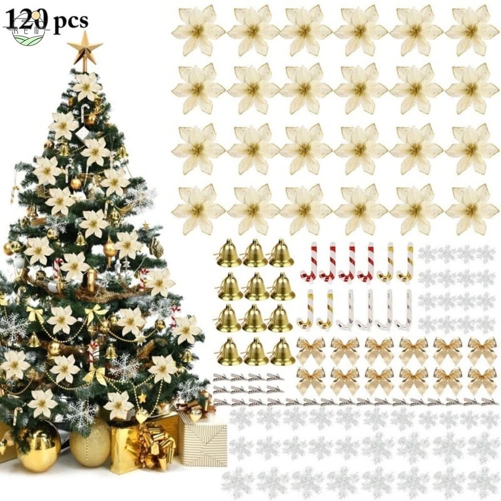 Conjunto de 120 Enfeites de Natal para Decoração de Árvore