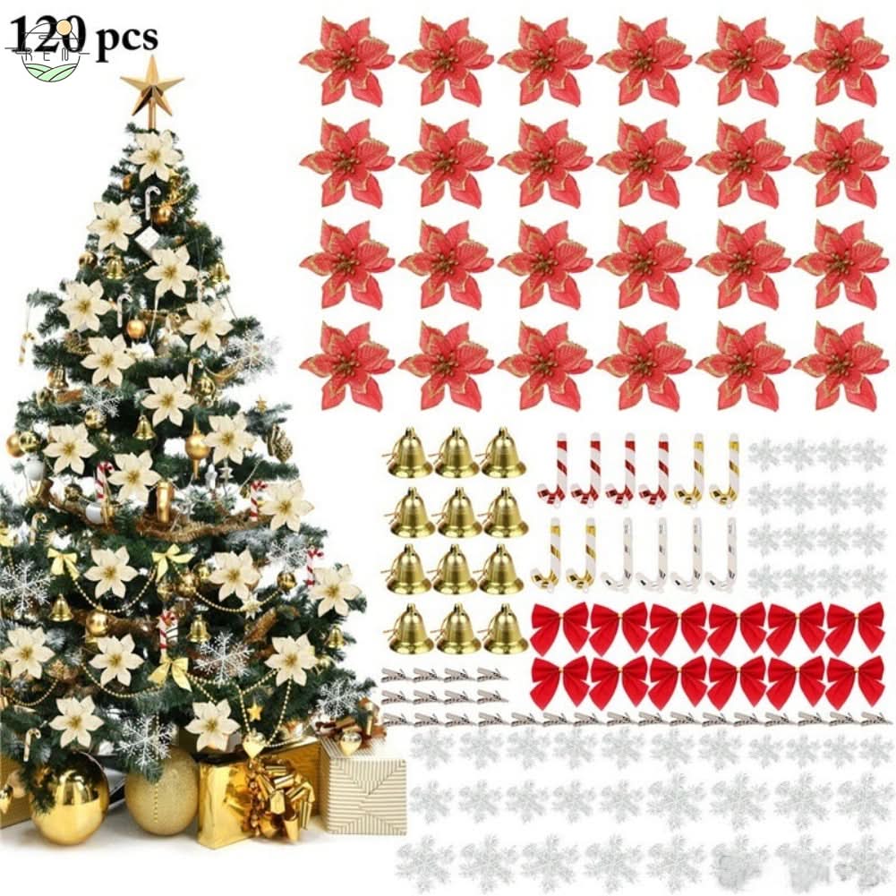 Conjunto de 120 Enfeites de Natal para Decoração de Árvore