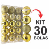 Conjunto de 30 Bolas de Natal com Glitter para Decoração