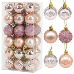 Conjunto de 36 Bolas Coloridas de Natal com Glitter - 4cm