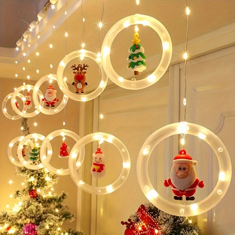 Iluminação Natalina LED Colorida do Papai Noel para Janela com Conexão USB