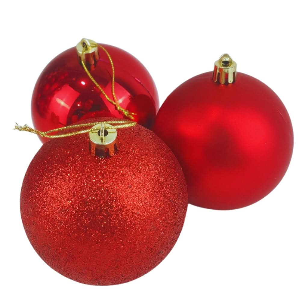 Conjunto de 30 Bolas de Natal Decorativas em Glitter Vermelho
