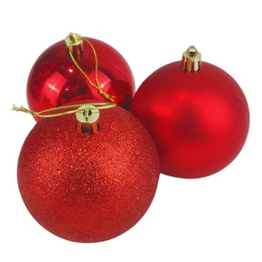 Conjunto de 30 Bolas de Natal Decorativas em Glitter Vermelho