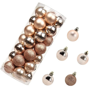 48 Champanhe Christmas Tree Balls - 3 Models in Glitter, Matte, and Glossy Finishes