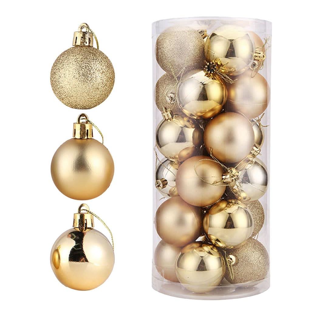 48 Champanhe Christmas Tree Balls - 3 Models in Glitter, Matte, and Glossy Finishes