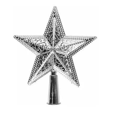 Estrela Vazada Metalizada para Ponteira de Árvore de Natal - 20cm