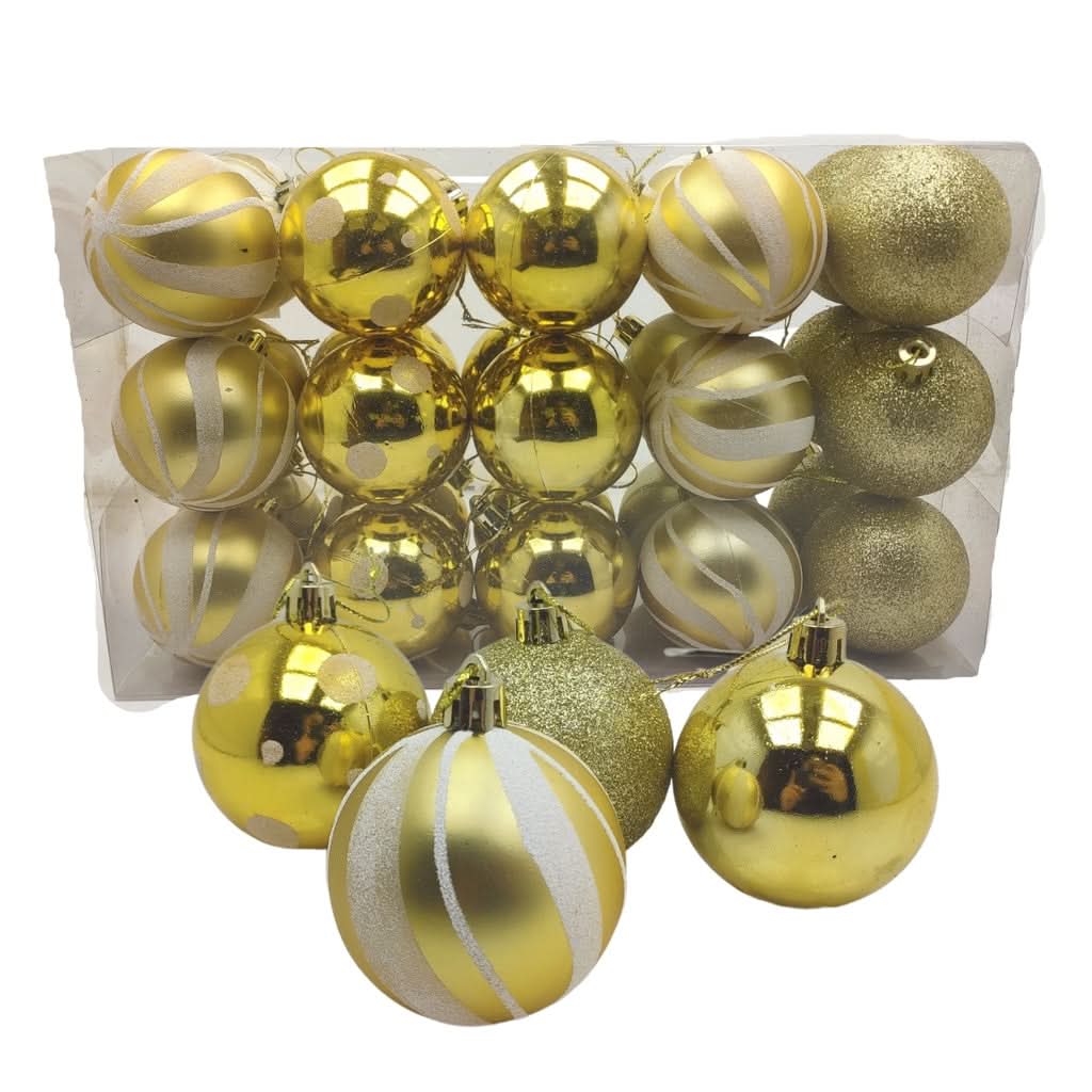 Conjunto de 30 Bolas de Natal com Glitter para Decoração