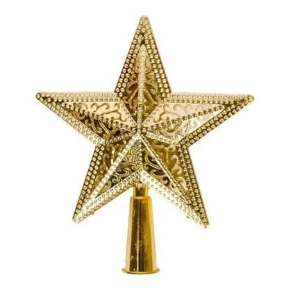 Estrela Vazada Metalizada para Ponteira de Árvore de Natal - 20cm