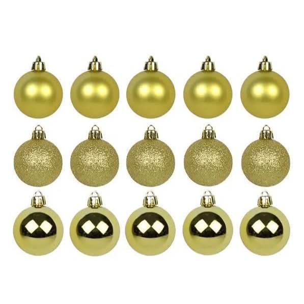 Conjunto de 30 Bolas de Natal Douradas Mistas 4cm para Decoração de Árvore