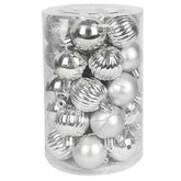 Conjunto de 34 Bolas de Natal Prateadas com Glitter - 6 cm