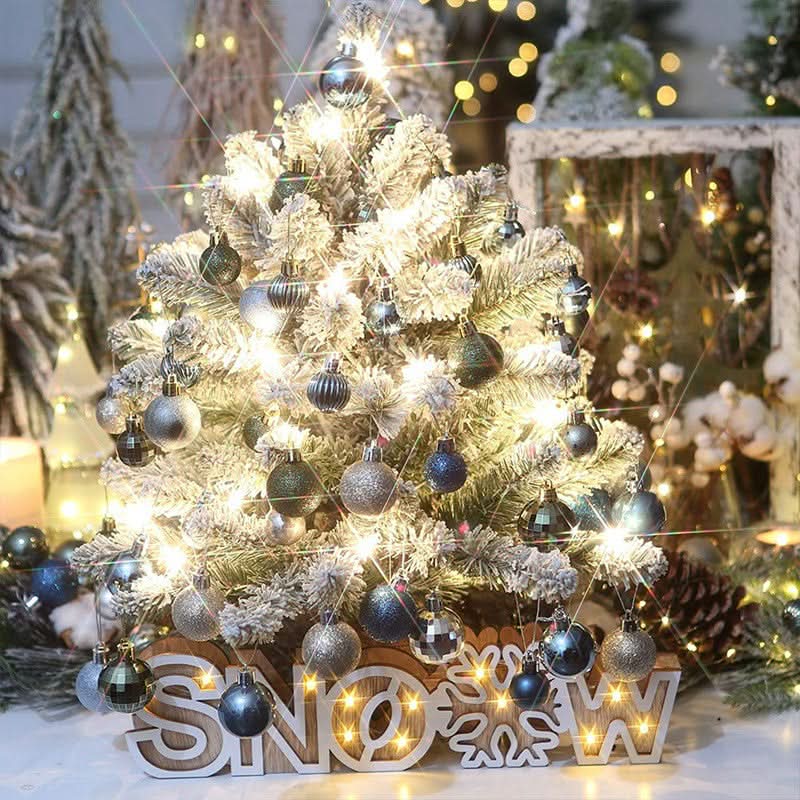 Conjunto de 64 Bolas de Natal em Ouro e Azul
