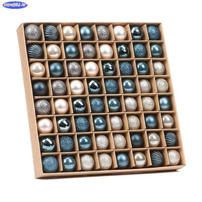 Conjunto de 64 Bolas de Natal em Ouro e Azul
