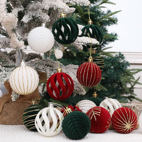 Conjunto de 6 Bolas de Natal de Veludo 6cm